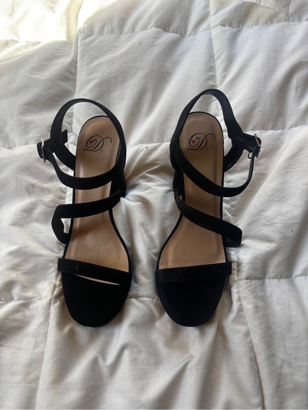 Delicious Black Strappy Slingback Heels